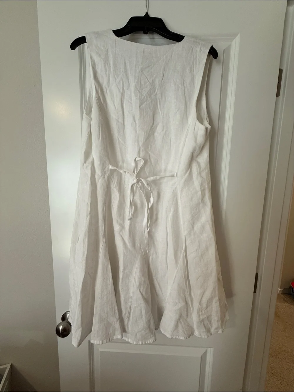 J. Crew White Sleeveless Button-Front Linen Sundress